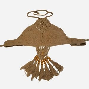 Handcrafted Tan Crochet Halter Top